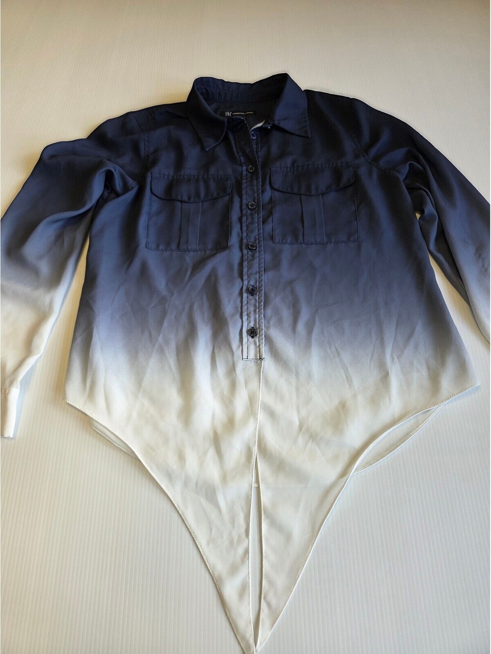INC International Concepts Women's Ombre Button-Down Shirt Size 0, Polyester, As